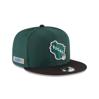 Sapca New Era Milwaukee Bucks NBA Playoff Side Patch 9FIFTY Snapback - Galbeni